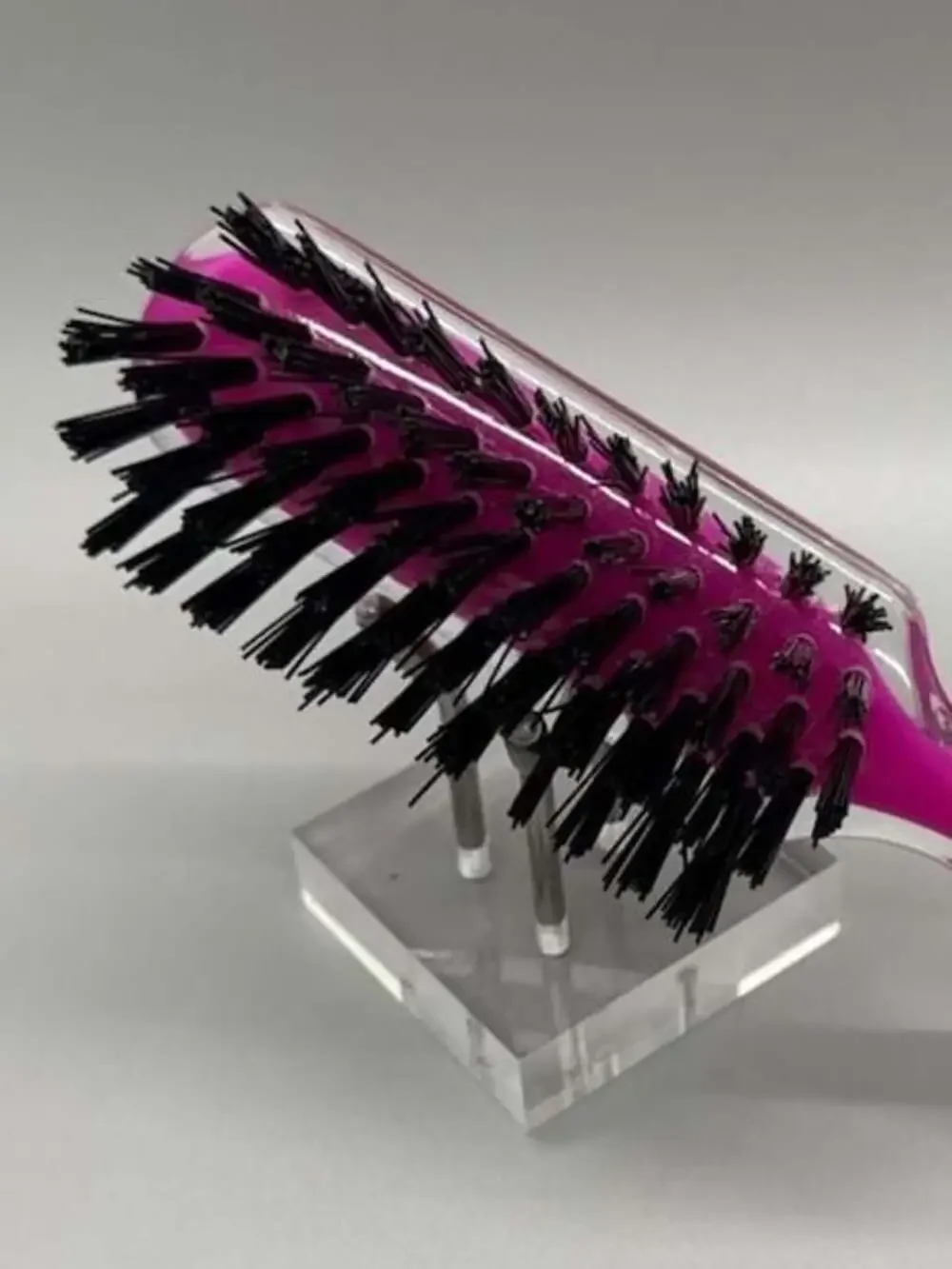 Goody USA Twin Tone 6” Magenta & Clear Nylon Bristle Hair Brush Travel Size Vtg